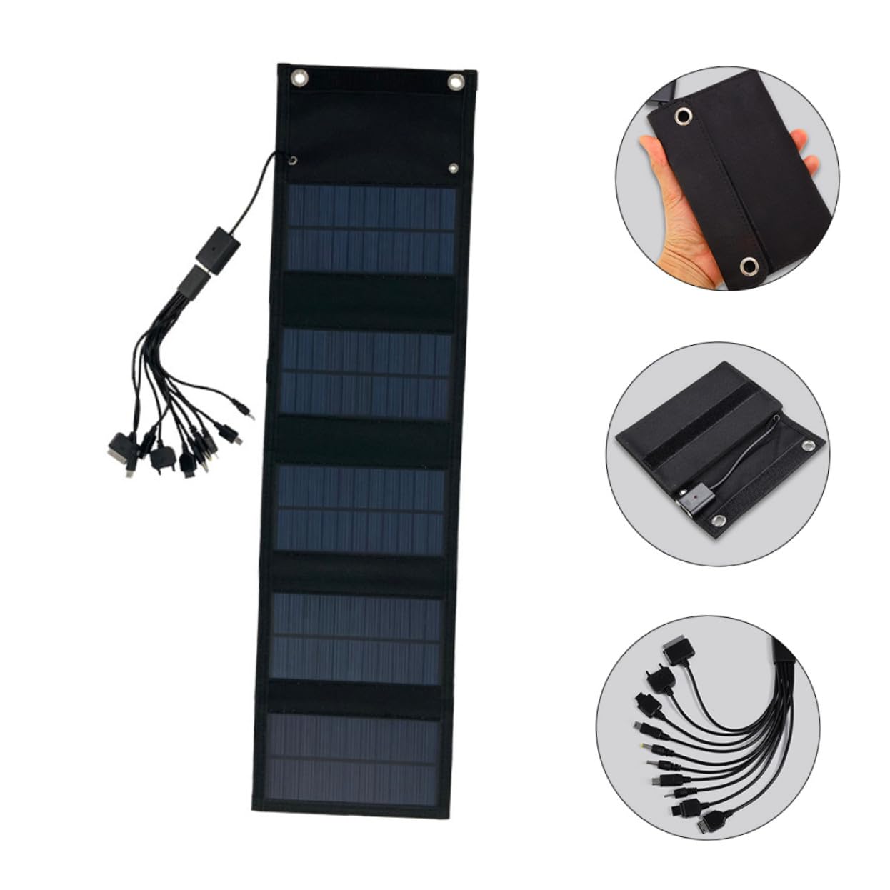Cargador Solar Portátil de 15W y 6v Panel Plegable Monocrystalline, Resistente al Agua, Adecuado para Emergencias y Camping al Aire Libre