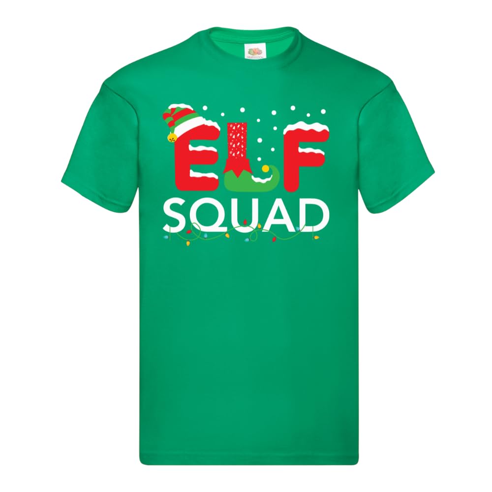 SAUTE STYLES Elf Squad Christmas T-Shirt for Family & Kids | Festive Elf Squad Costume Top | Funny Christmas Shirt for Men Women Boys Girls (UK, Alpha, M, Regular, Regular, Dark Green)