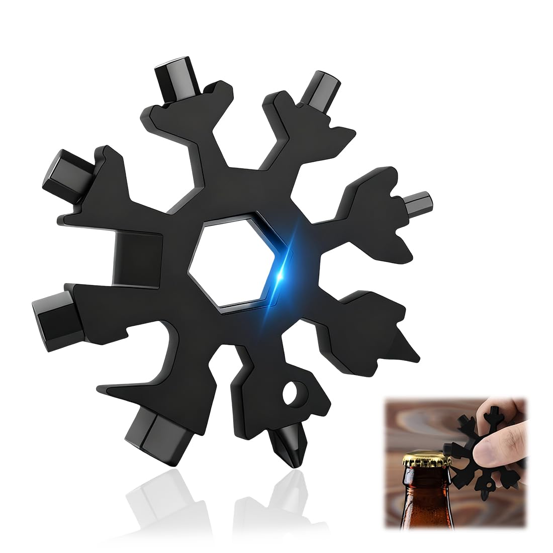 18-In-1 Multi-Tool Snowflake, Multi Attrezzo In Acciaio Portatile, Portachiavi Fiocco Di Neve, Strumento Fiocco Di Neve, Attrezzo Per All'Aperto Campeggio Avventura