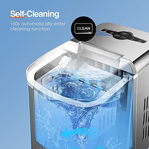 Dido Ice Maker Countertop, 10Pcs Bullet Ice In 6-8 Mins,33Lbs/24Hrs, Self-Cleaning Portable Ice Makers With Ice Scoop & Basket, Stainless Steel Ice Machine, L/S Size For Home/Office/Bar #TOP5
