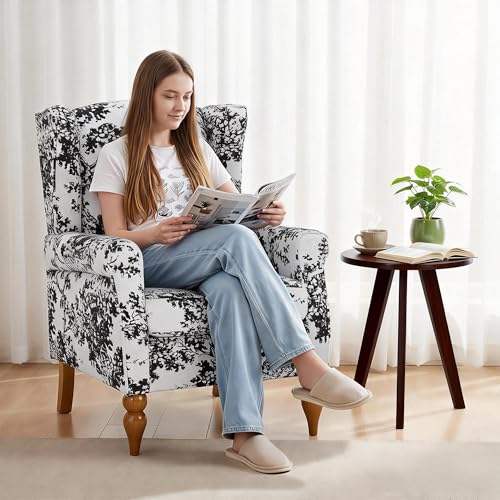 Sillón Reclinable Floral con Estructura de Madera miniatura 6
