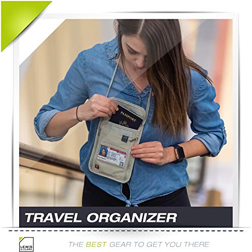 Lewis N. Clark Rfid Blocking Stash Neck Wallet, Travel Pouch + Passport Holder For Women & Men, Taupe, One Size #TOP6