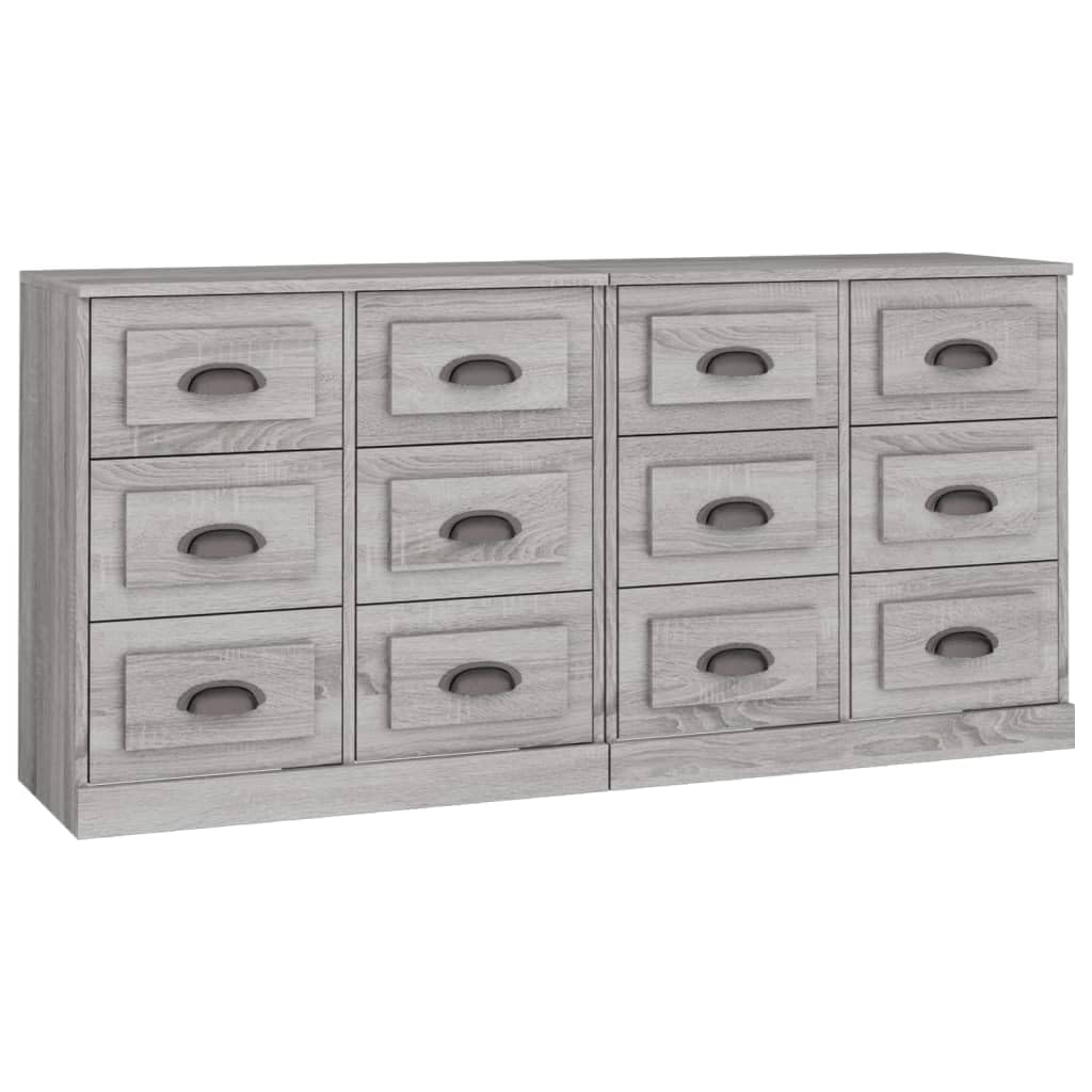 Kredensy zestaw 2 sztuk, szare Sonoma materiał drewnopochodny, 70 x 35,5 x 67,5 cm, komoda z miejscem do przechowywania, do salonu, jadalni, korytarza, uniwersalna szafka do domu