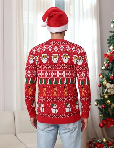Image of Aiboria Matching Family Ugly Christmas Reindeer Snowflakes Sweater Pullover for Women /Men /Boys /Girls