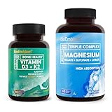 BioEmblem Triple Magnesium Complex 180 Capsules with Vitamin D3 K2 90 Capsules