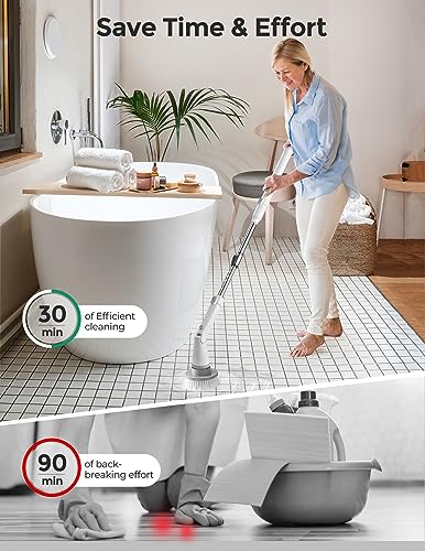 kHelfer-Electric-Spin-Scrubber-Kh8-2023-New-Cordless-Shower-Scrubber-4-Replacement-Head-15H-Bathroom-Scrubber-Dual-Speed-Shower-Cleaning-Brush-with-Extension-Arm-for-Bathtub-Grout-Tile-Floor