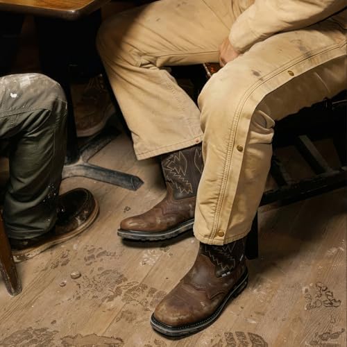 CVDSHU Men's Steel Toe Work Boots Waterproof Square Toe Cowboy Boots Comfortable Western Safety Boot with Full-Grain Leather Oil Slip Resistant for Construction Farming Brown US 9 — view 8