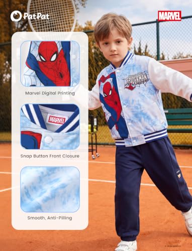 Image of Disney Marvel Bomber Jacket Spider Man Toy Story Cars Varsity Cardigan2-13Y | Officially Licensed Snap Button Coat,Fall Star Wars Graphic Cloth Top,Hulk Venom Stitch Mickey Lightning Mcqueen Kids Apparel