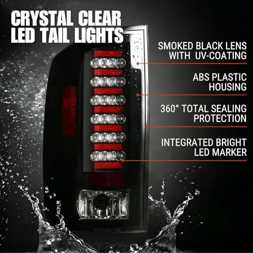 KOMAS Full LED Tail Light Assembly for Dodge Ram 1500 2002 2003 2004 2005 2006, 2003 2004 2005 2006 Ram 2500 3500, Rear Lamps Plug & Play,55077348AF 55077347AF CH2801147 CH2800147, Black Smoke Lens by KOMAS - Used condition - Image 3