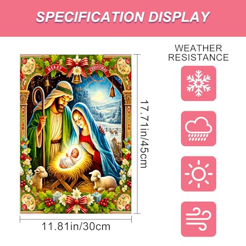 Image of BlissYard Christmas Garden Flag 12x18 Inch Ornate Nativity Yard Decor