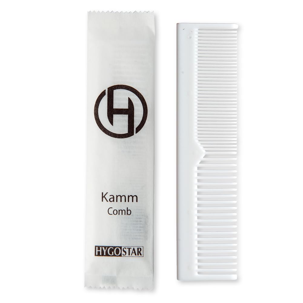 FRANZ MENSCH 1000 Stück Hygostar Kamm | Kunststoff, Karton, weiß, L: 13cm, Standard, Kamm, Haarkamm,Hotelkamm