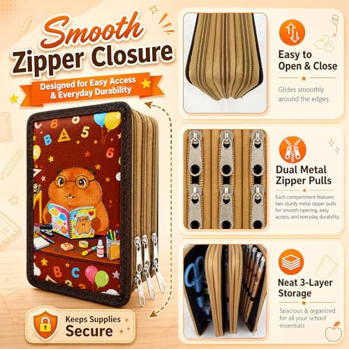 Trousse Capybara 3 compartiments double fermeture éclair et ses 52 pièces