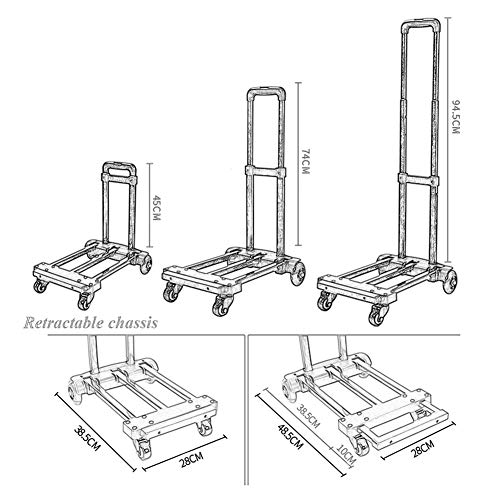 Carrito plegable de mano ajustable 2 en 1 metálico miniatura 2