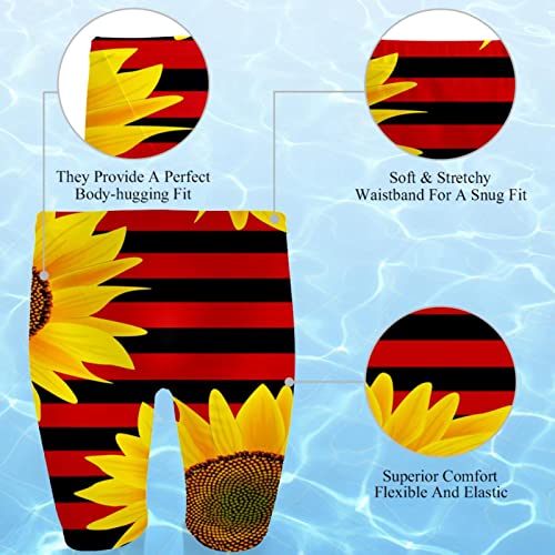 Tronco natación jammer hombres secado rápido traje baño rayas negras rojas girasol 2