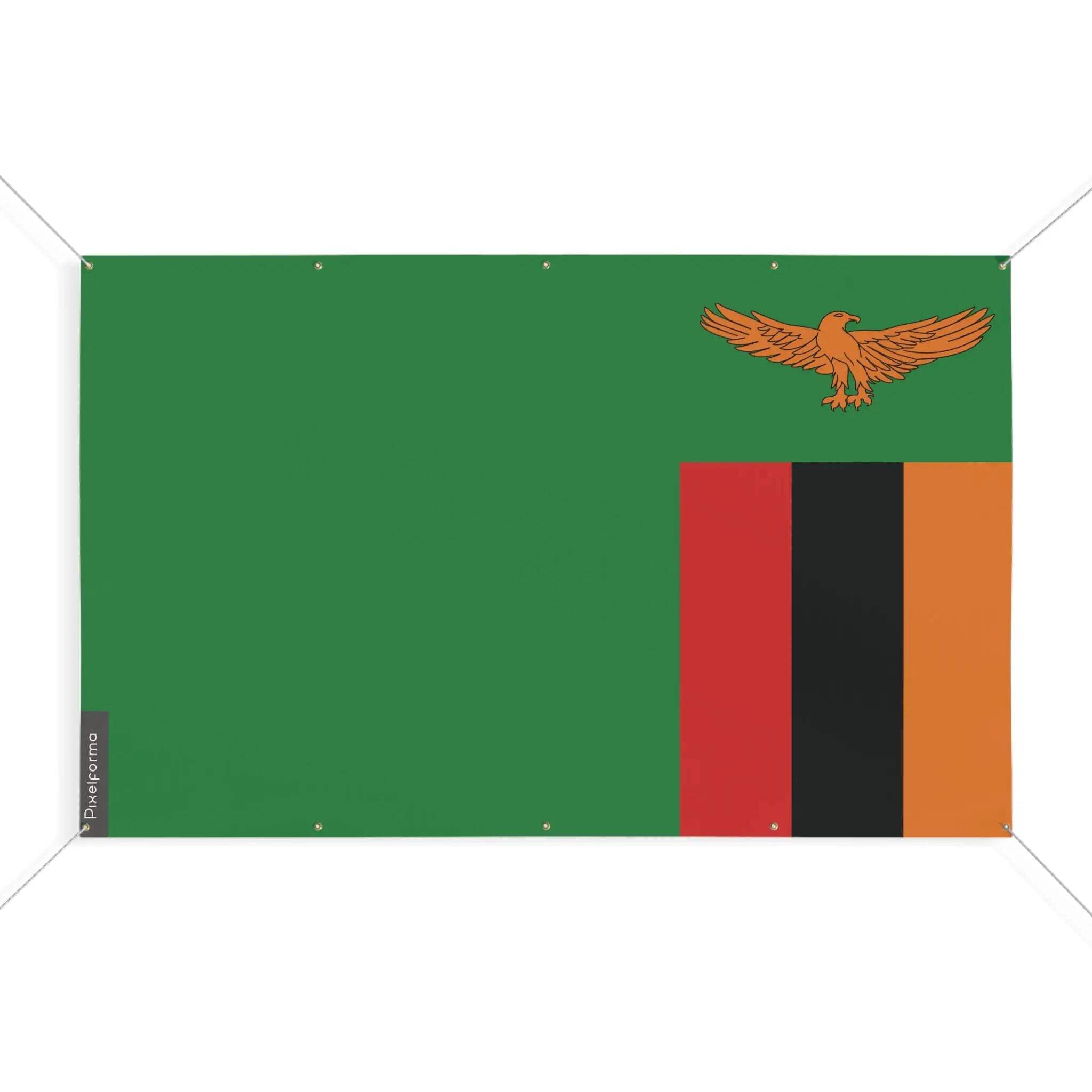 Drapeau Zambie S 190 x 285 cm avec 10 oeillets pour pavoisement