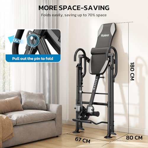 Image of YOLEO Gravity Inversion Table for Back Pain Relief 2026 New Inversion Table w /Lumbar Support Easy to Assemble Back Stretcher Machine 300 lbs