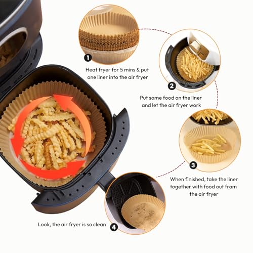 Image of Zulaxy Air Fryer Paper Sheets 100 PCS | Disposable Non Stick Parchment Liners for Baking, Cooking, Roasting and Microwave Safe (Square Liner, 8 Inch)