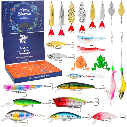 Adventskalender 2025 fiske jul nedräkningskalender för män kvinnor tonåringar fiskeutrustning bete gåvor