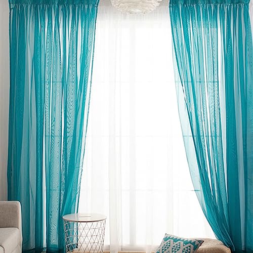 KnSam Rideaux Voilages Bleu Teal avec Oeillets, Rideau Couleur Unie, 2 Panneaux, 264 x 183cm (1 Panneau: 132 x 183cm)