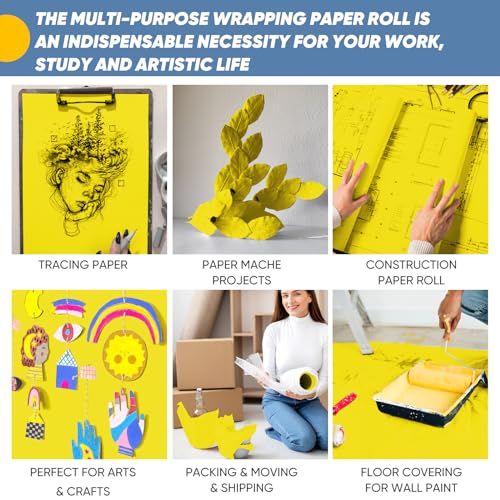 image for Donyang Yellow Wrapping Paper Craft Paper Kraft Paper Roll 15