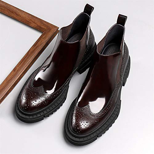 New Men Ankle Boots Mens Low Heel Chelsea Boots Party Club Holiday Office for Business Genuine Leather(Wine red,11)2