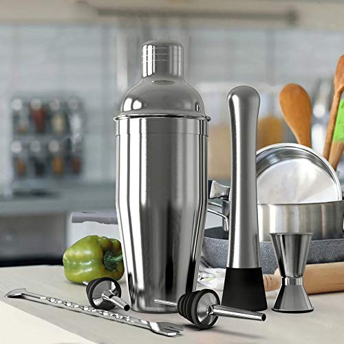 Kit de bartender 6 piezas coctelera acero inoxidable 550ml miniatura 2