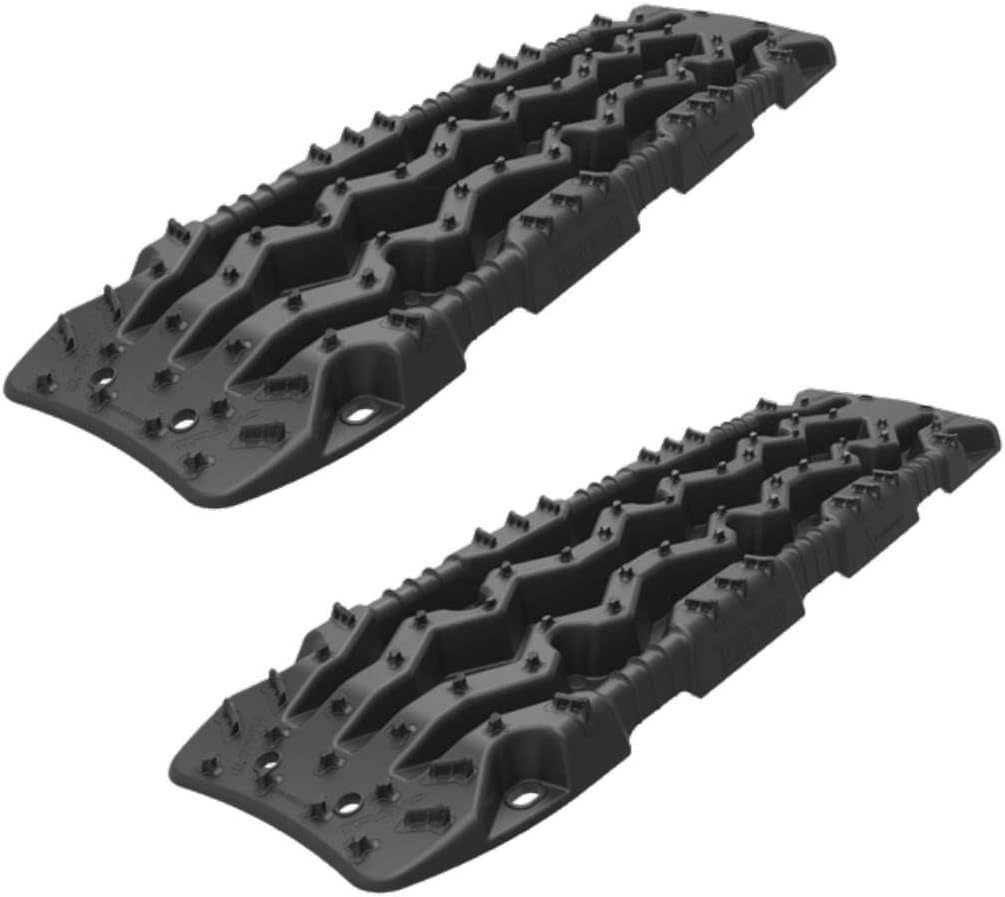 TREDPROBB Tableros de recuperación de vehículos Pistas de tracción y Dispositivo de extracción para Lodo, Arena, Nieve Todoterreno, Negro con Dientes Negros