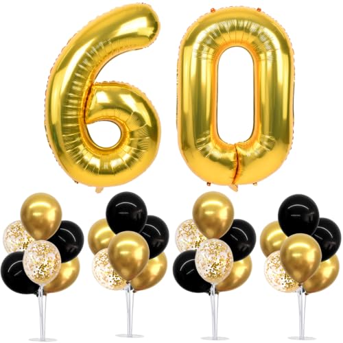 Image of TONIFUL 4 Set Black Gold 60 Balloon Stand Balloon Centerpieces for Table