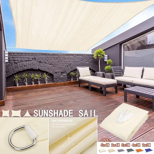 Voile d'ombrage rectangulaire 3x5m gris imperméable en polyester résistant - 6