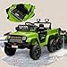 Qaba 12V 4x4 Kids Ride on Truck with Back Trailer, 2WD/4WD Switchable Kids Electric Car with Parent Remote Control, Spring Suspension System, Soft Start, Music, LED Bulbs, Horn, Green