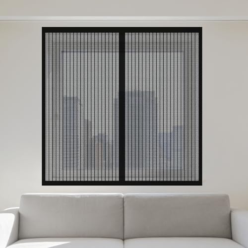 Mosquitera Magnetica Ventana 165 x 65 cm Protección Contra Mosquitos y Moscas Cortinas Mosquitera Ventana Lavables para Todas Las Ventanas Interiores y Exteriores, Negro