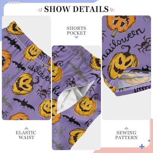 Halloween Pumpkin Spider Bat Boys Long Pants Soft Trousers Elastic Waist Kids Lounge Bottoms with Pockets S-XL4