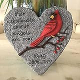 Claratut Cardinal Memorial Personalized Heart Garden Stone, Outdoor Decorative Stones, Memorial...