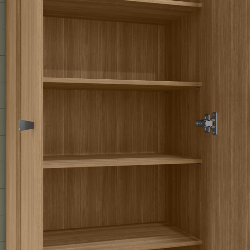 ACTUAL DIFFUSION Armoire Multifonctions Imitation Chêne 2 Portes 6 Niches 5 Étagères L 63 H 180 P 35 cm