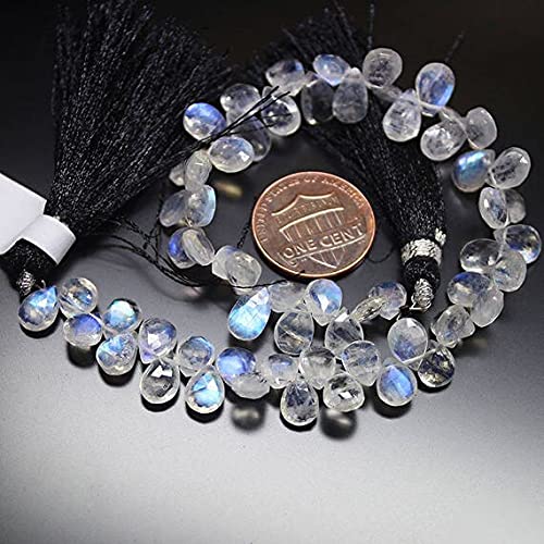 Pierre de lune arc-en-ciel bleue perles facettées LKBEADS 8-9mm
