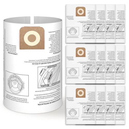 12 Pack CMXZVBE38749 Vacuum Bags For CRAFTSMAN 16 to 20 Gallon Wet/Dry Shop Vac Fit for Models Ridgid 16 Gal Shop Vacuum Part# 38749