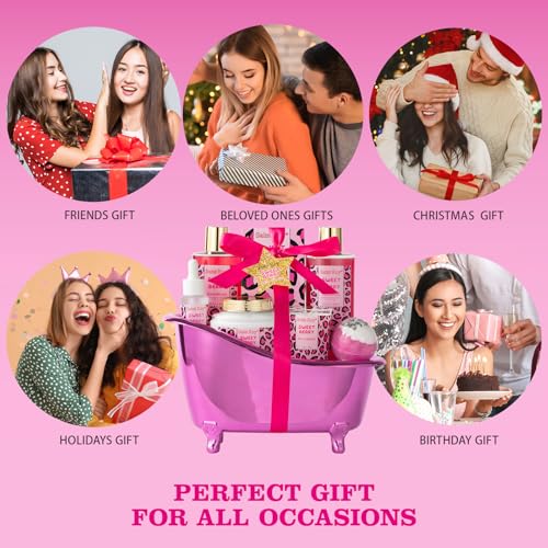 Image of Mothers Day Gifts for Women, Bath and Body Gift Basket Set Home Bath Spa Gift Basket for Women Sweet Berry Bath Sets for Teens Gift Aromatherapy Home Spa Kit with Body Oil, Women's spa Kit Best Gifts