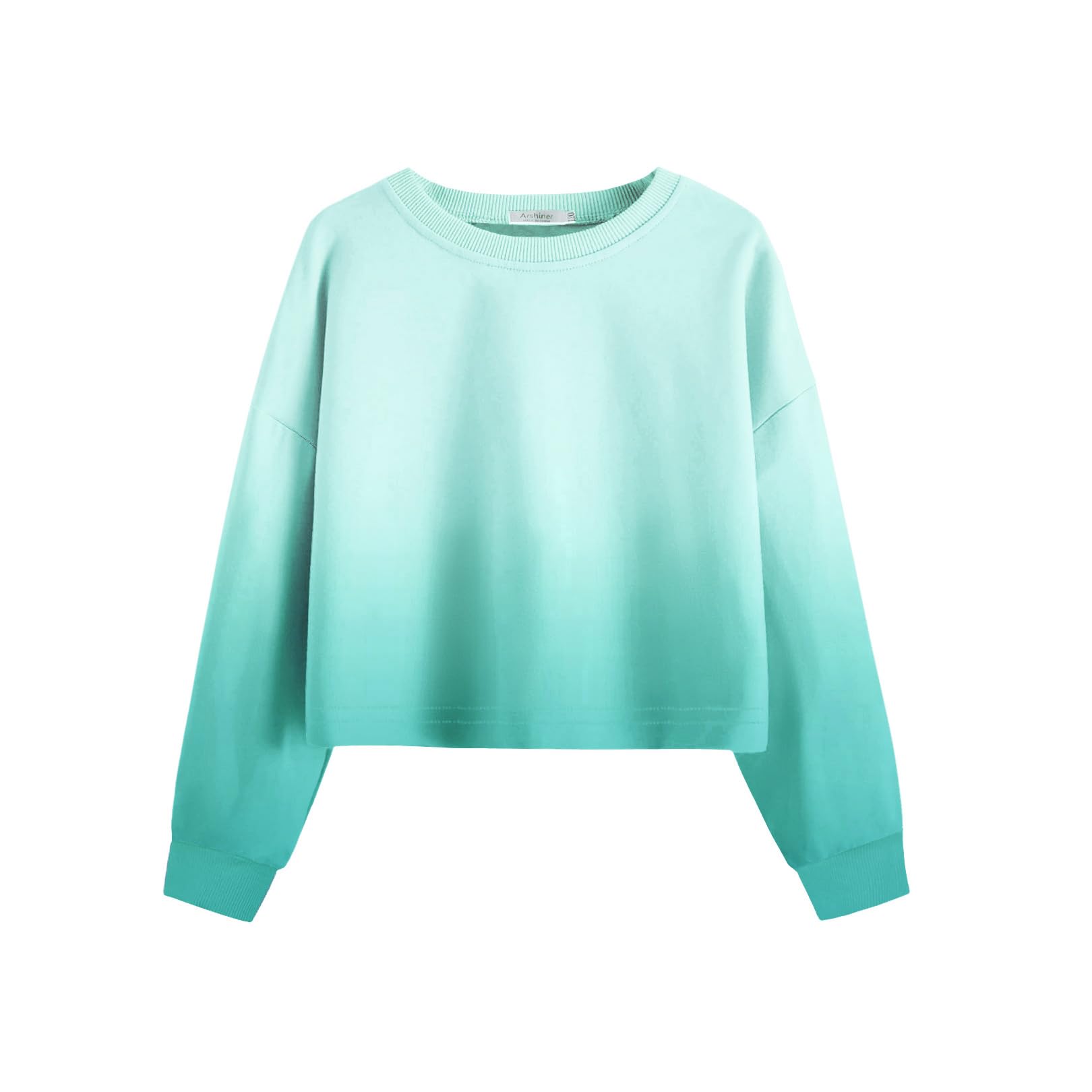 Arshiner Mädchen 5–12 Jahre Langarmshirt Crop Tops Kinder Baumwolle Pullover Sweatshirts mit Rundhalsausschnitt