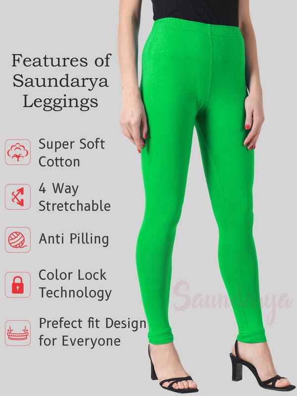 Image of Saundarya Women's Regular Fit Ankle Length Leggings Sizes: Small Size (S /M) for 26-30 inches Waist, Regular Size (L /XL) for 30-36 inches Waist and Plus Size (Plus Size for 36-42 Inches Waist)