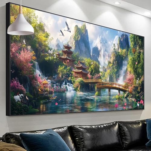 Diamond Painting Paysage Aigle XL - Peinture Diamant Adulte 150x50cm