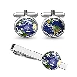 World Map Cufflinks Wedding Vintage Personalised Gifts Father Grandfather Dad Tie Clip Blue ZUNON