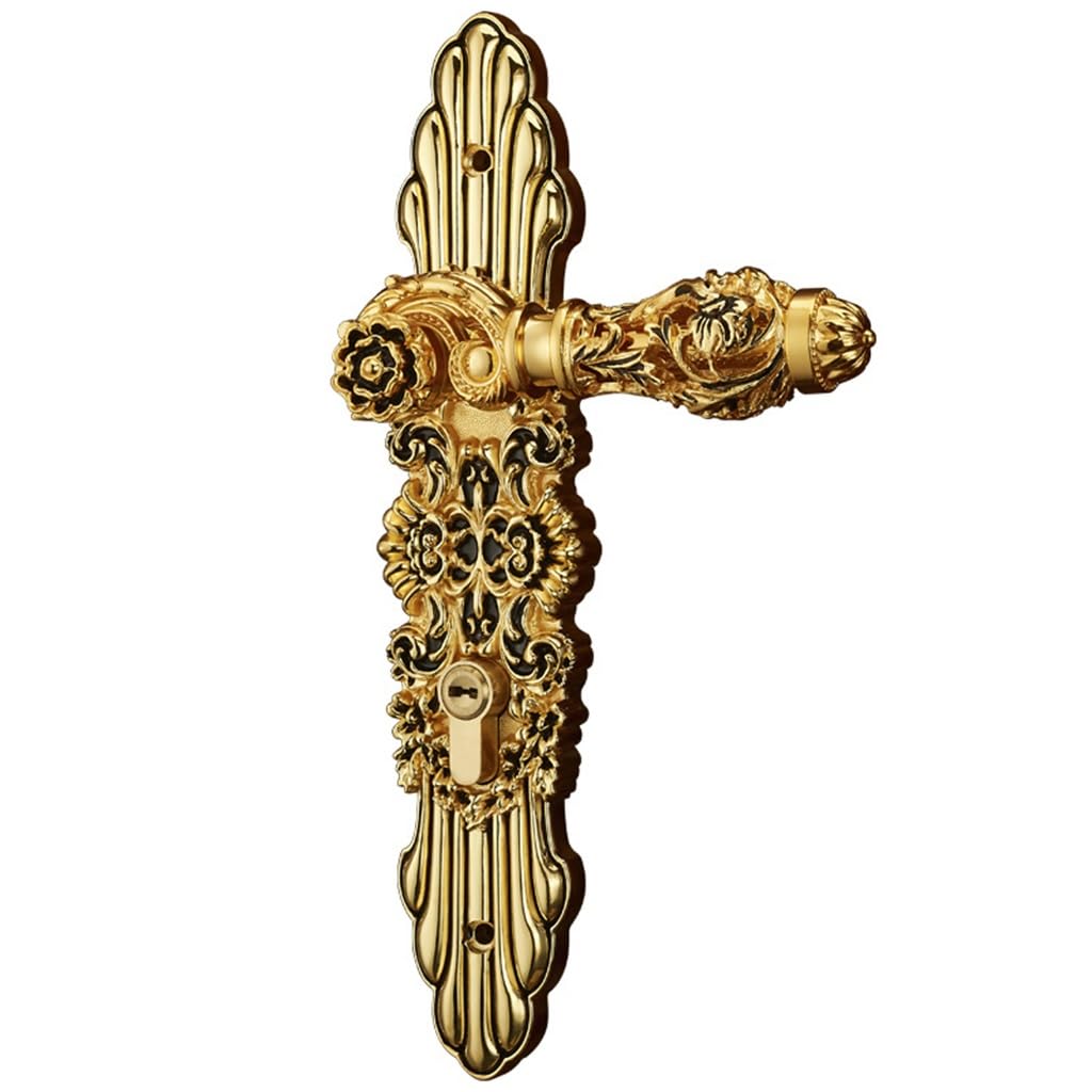 MOBYGKFY Interior Gold Door Locks Room Villa Handle Wooden