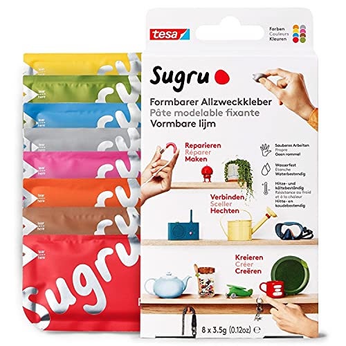Sugru by tesa - Formbarer Allzweckkleber 8er-Pack 8 x 3 5 g Multicolor - vielseitige Klebeknete - zum Dekorieren Kleben Reparieren und für kreative DIY-Anwendungen