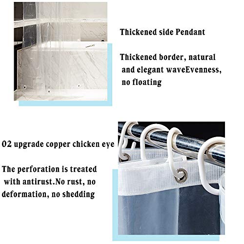 KELINFONG Clear Shower Curtain Liner, 72x72 Inches Lightweight PEVA Plastic Waterproof Clear Shower Curtain with Rustproof Grommets and Hooks,See-Through Shower Curtain for Bathroom Home Bathtub - image 6
