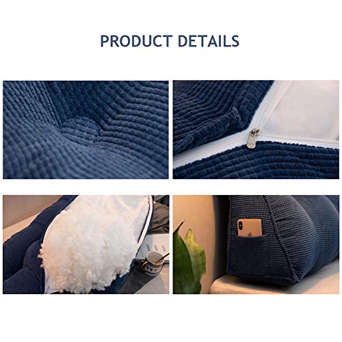 Triangular Headboard Pillow, 39\" Triangle Cushion Reading Pillow Large Bolster Backrest Positioning Support Wedge Pillow for Daybed Bed with Removable Cover