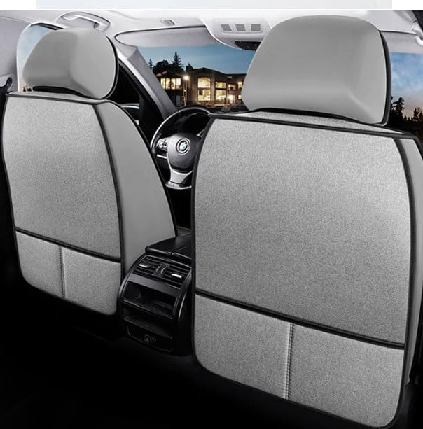 Fundas De Asiento De Coche para Volkswagen EOS 2007-2016, 5 Plazas Lino Delanteros Delanteros Y Traseros Transpirable Cómodo Protector Seat Interior Accesorios(Gray)
