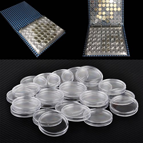 Caja transparente redonda para monedas 25 piezas miniatura 1