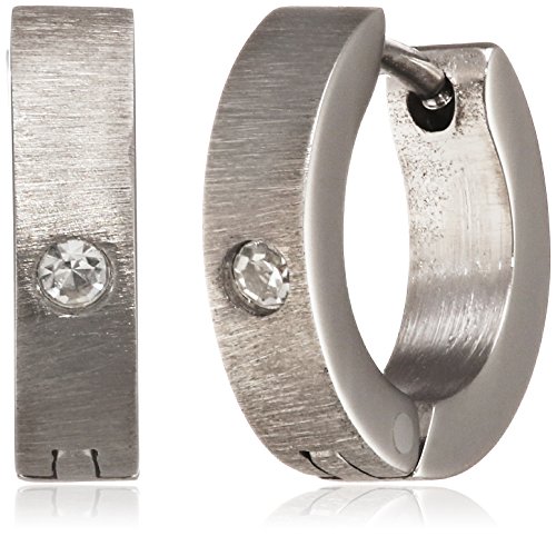 Preisvergleich Produktbild Pure Grey Damen-Creolen Titan mattiert Zirkonia transparent Brillantschliff - 23438