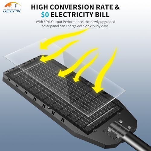 Deepn 9000W Ultra-Large Solar Street Light, IP67 Solar Parking Lot Lights, 7500K Street Lights Solar Powered Outdoor Lighting, Commercial Grade Solar Street Lights Outdoor with Motion Sensor, 2 Pack - Thumbnail 5