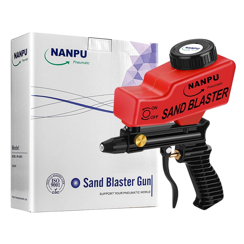 NANPU Kit de pistolet à sable léger avec alimentation par gravité, buse en céramique, corps en métal, pour la préparation de la surface de petits projets, l'élimination de la peinture et de la rouille